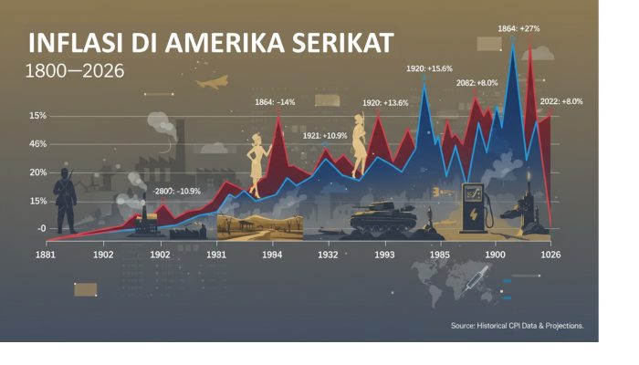 Inflasi Amerika Serikat dalam Dua Abad: Dari Fluktuasi Tajam hingga Stabilitas Modern